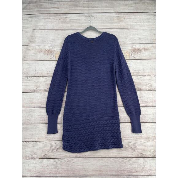 prAna Scoop neck Textured Cable Knit Sweater Dress Women's Medium Purple/Blue - Picture 2 of 7